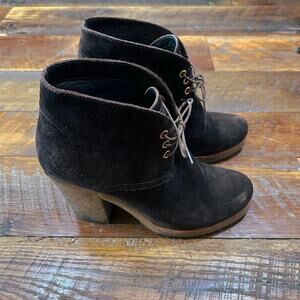 PRADA Brown Suede Rubber Block Heel Boot SZ 7 1/2  EU 37 1/2